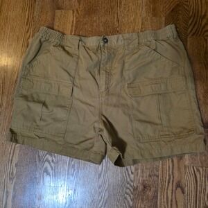 Cabelas Mens Khaki Brown Cargo Shorts Size‎ 42 Elastic Waist Pockets Relaxed Fit
